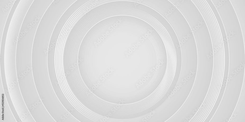 Fototapeta premium Abstract white 3D circular layered background vector illustration. Futuristic white round shape background.