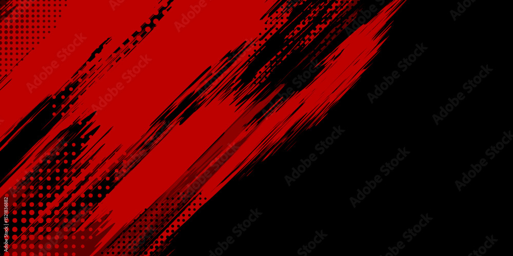 Fototapeta premium Abstract black ink brush stroke background with grunge texture. Red Grunge background design. 