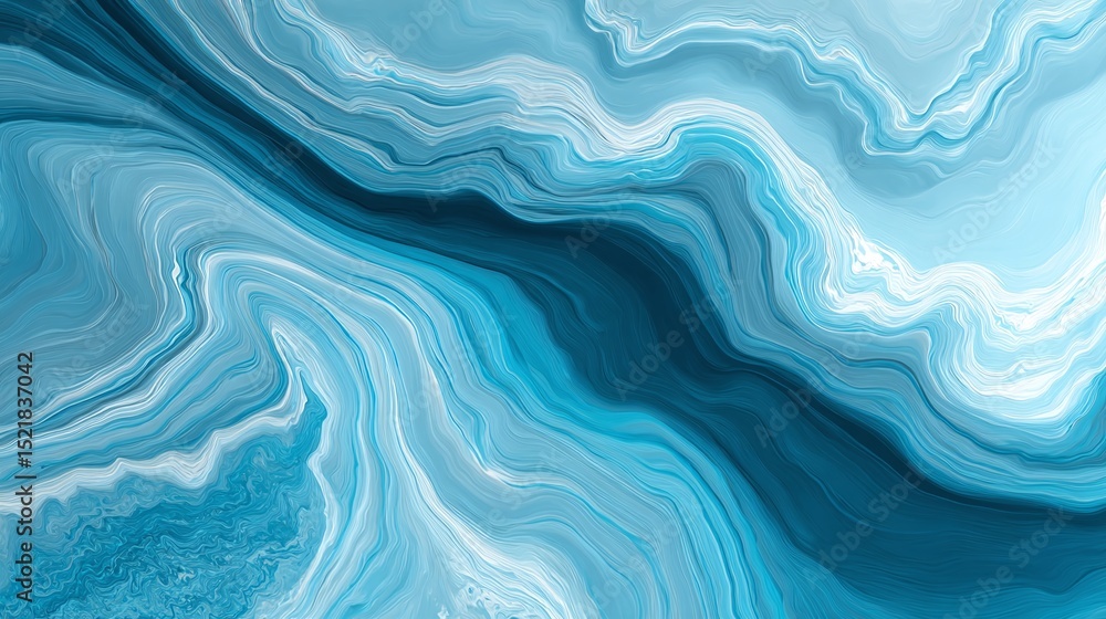 Fototapeta premium Abstract flow of light and dark blues, resembling marble or currents of water. Wavy patterns create a calming, organic feel. Ideal for backgrounds.
