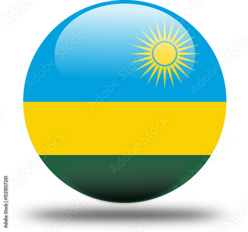 Free Download Flag of Rwanda – 3D Circular Icon in High Resolution PNG Format	 - GFXLoad