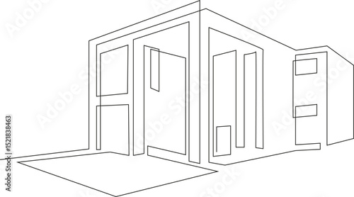 Minimalistic continuous line drawing of a modern private house or cottage. Ideal symbol for construction companies, real estate agencies, or home relocation concepts. Clean vector illustration represe