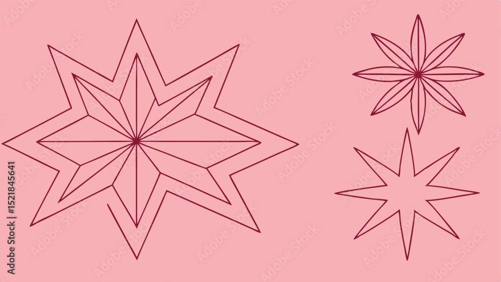 Obraz premium Geometric starburst shapes in various styles for graphic design projects