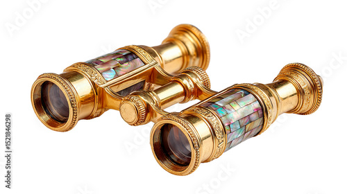 Stunning gold opera glasses with mother-of-pearl accents, a true vintage treasure.