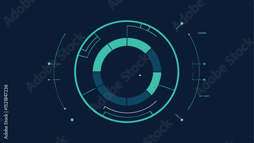 Modern tech hud elements design displaying futuristic circular interface on dark background