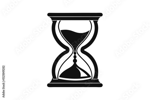 Black Sand Clock Silhouette Depicting the Passage of Time Symbolically Represented Artistically
