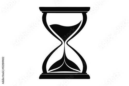 Black Silhouette of an Hourglass with Sand Flowing, Time Concept Illustration