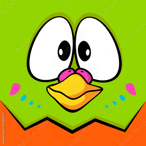 Сartoon funny parrot big face. Color design of budgie for cover, packaging, fabric, textile