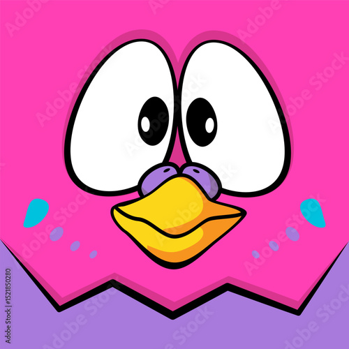 Сartoon funny pink parrot big face. Color design of budgie for cover, packaging, fabric, textile