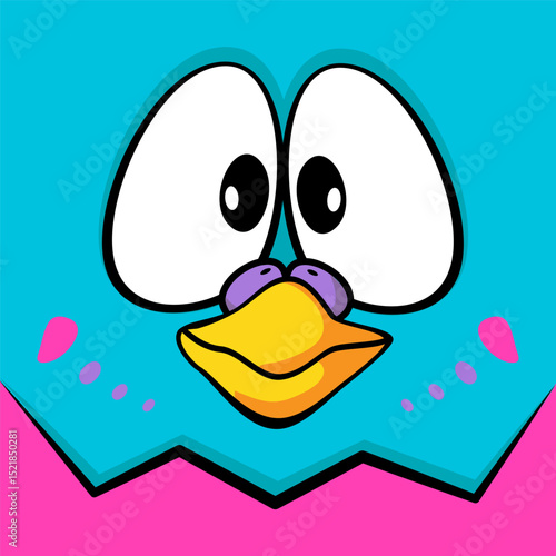 Сartoon funny parrot big face. Color design of budgie for cover, packaging, fabric, textile