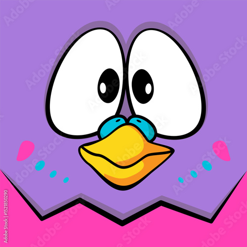 Сartoon funny parrot big face. Color design of budgie for cover, packaging, fabric, textile