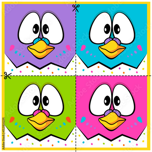 Funny parrots big face pattern. Сolorful budgies design for cover, wrapping, fabric, textile