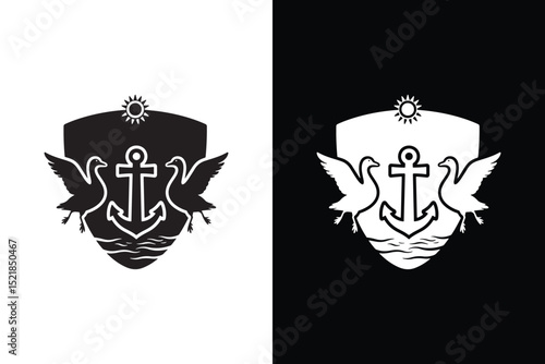 Maritime Shield with Wings and Anchor Logo