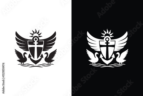 Maritime Shield with Wings and Anchor Logo