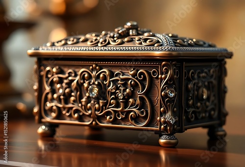 metal box sitting on top of a wooden table