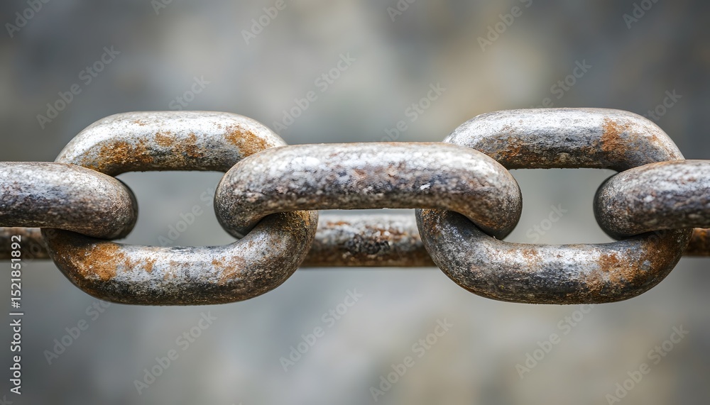 Close-up view of a weathered metal chain link. Close-up view of a weathered metal chain link.