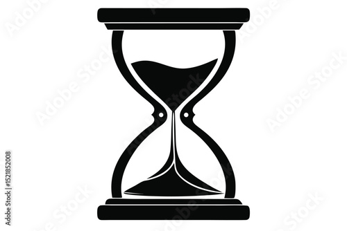 Black Hourglass with Flowing Sand Symbol of Time, Countdown, and Urgency Design