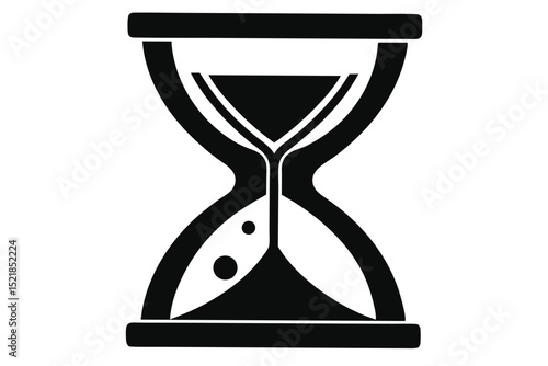 Black Silhouette Image of Sand Timer with Sand Falling in Lower Chamber