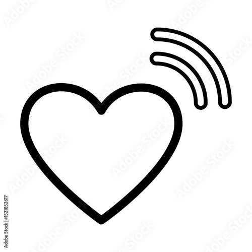 Heart Icon with Wireless Signal Representing Connectivity and Emotional Connection