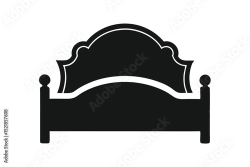 Elegant Bed Silhouette with Arched Headboard and Decorative Finials, Modern Furniture Icon