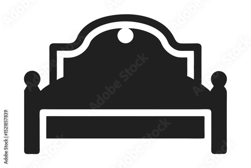 Black Silhouette Illustration of a Traditional Bed Frame With an Arched Headboard