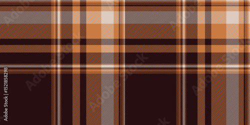 Warm autumnal plaid pattern in rich brown and orange tones. Perfect for textile design, apparel, fallthemed projects, or as a background texture. Evokes feelings of warmth, comfort, and rustic charm.