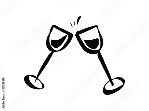 Glass of in doodle style. Retro whimsical symbols for bar menu and wedding invitation. Trendy and cute art for social media. La dolce vita vector illustration