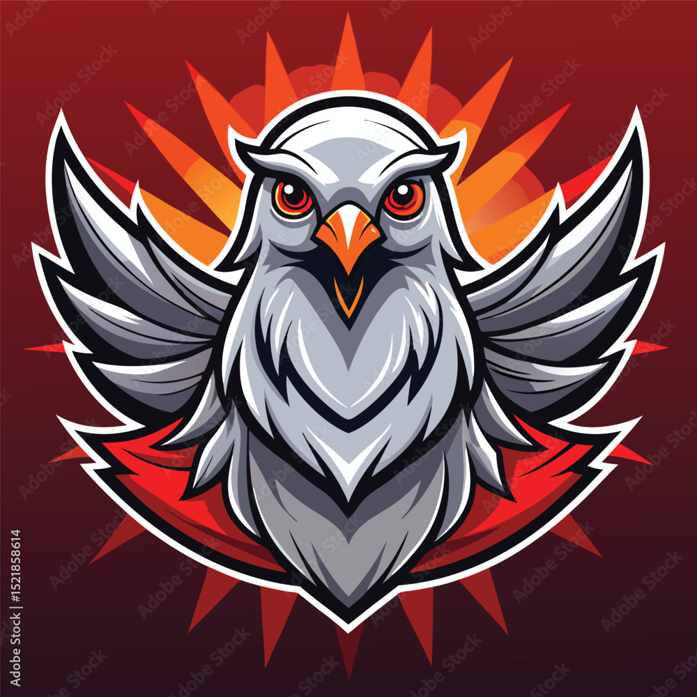 Obraz premium Majestic White Owl with Spread Wings and Sunburst