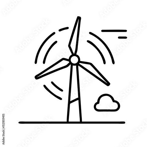 Wind turbine vector illustration: renewable energy, wind power, green energy, sustainable energy icon design