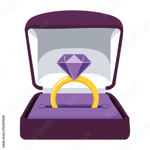 Purple Diamond Gold Ring Purple Box