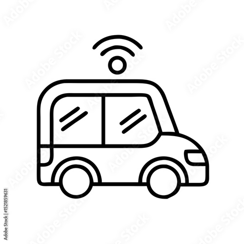Autonomous vehicle icon: smart car, self driving, wireless technology, driverless vehicle, auto drive car