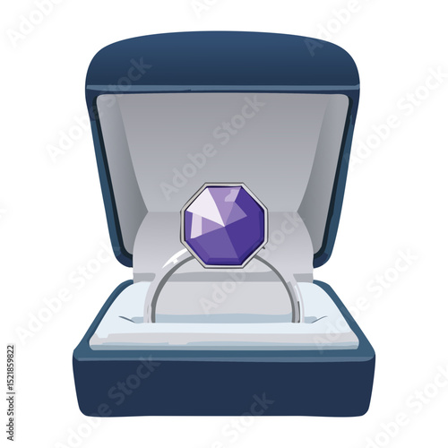 Amethyst Ring in Open Presentation Case