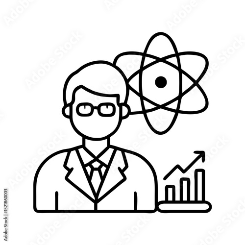 Scientist physics atom research data analysis graph science technology innovation expert analysis data driven