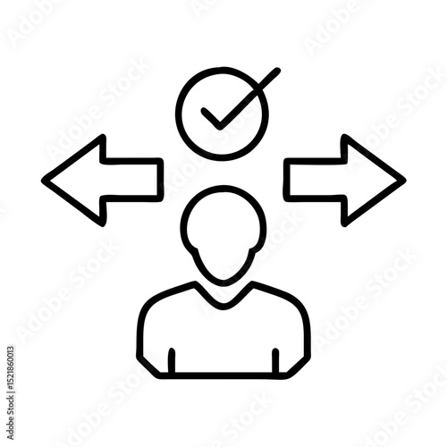 Decision making process icon vector, choice direction, right decision, correct option, solution way