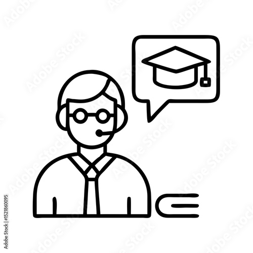 Online education consultant icon vector, virtual tutoring service, academic advisor, student support line