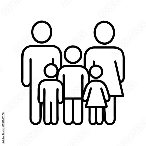 Family icon vector illustration showing parents and children for family planning and support design needs