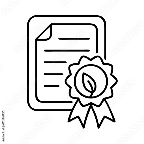 Eco friendly certification document vector, environmental standard certificate icon design element line art