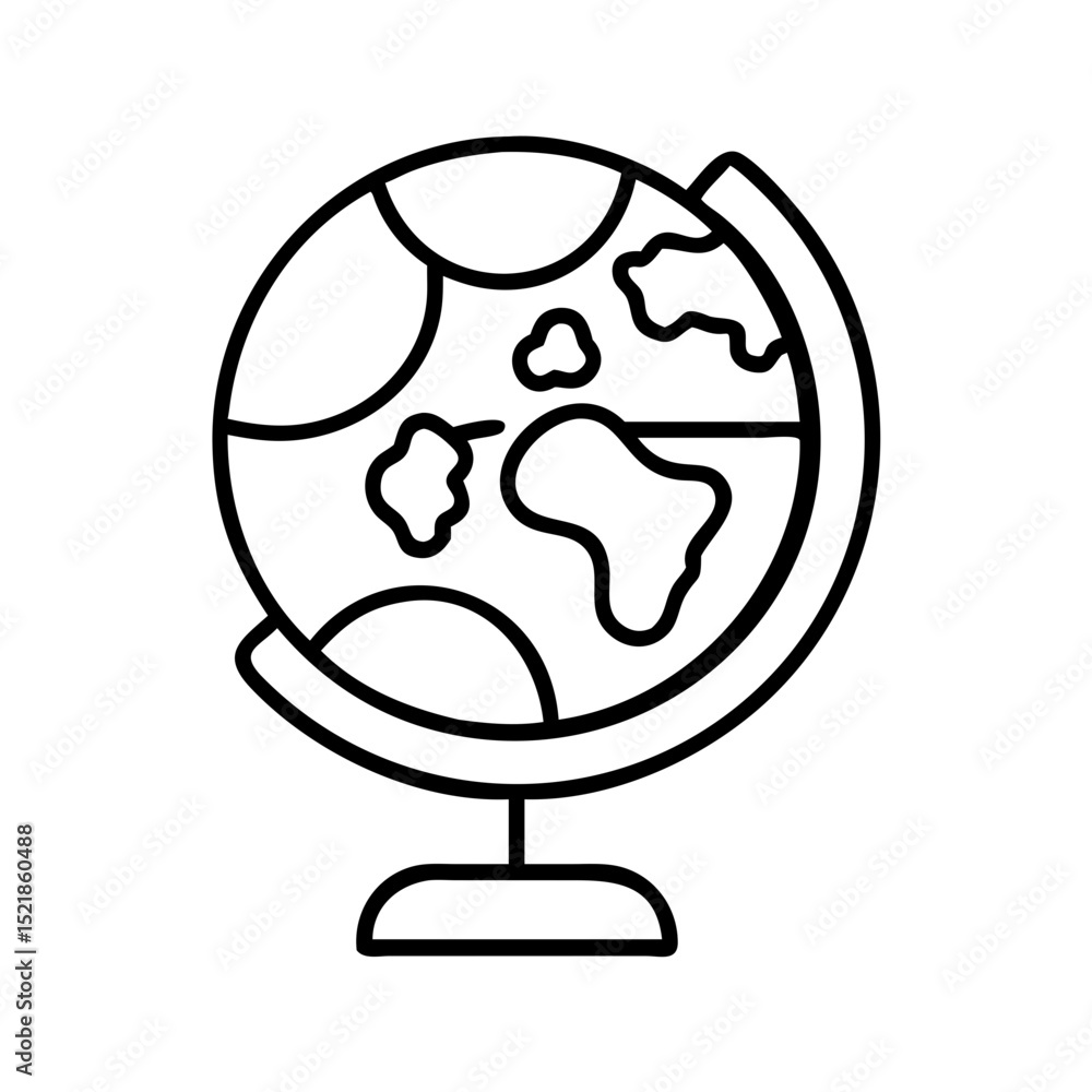 Globe earth world map geography travel education learning icon vector illustration outline drawing Globe earth world map geography travel education learning icon vector illustration outline drawing
