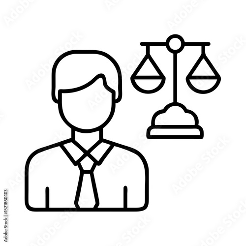 Lawyer attorney legal advisor justice advocate with scales of justice icon vector illustration