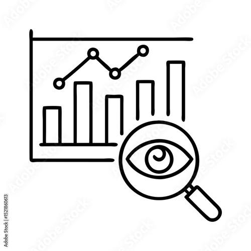 Data analysis and analytics services: uncover insights with chart and graph visualization and eye icon