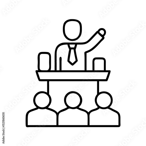 Find a speaker giving a presentation to an audience vector illustration for business meeting and event planning, 95