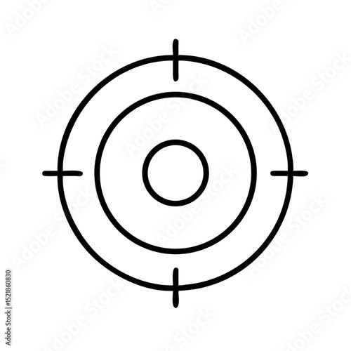 Target icon vector illustration, aim symbol, focus sign, bullseye graphic, precision marksmanship design