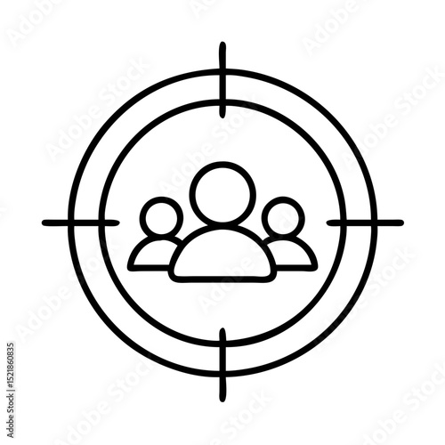 Target audience icon vector illustration, customer targeting, marketing, focus group, demographic analysis