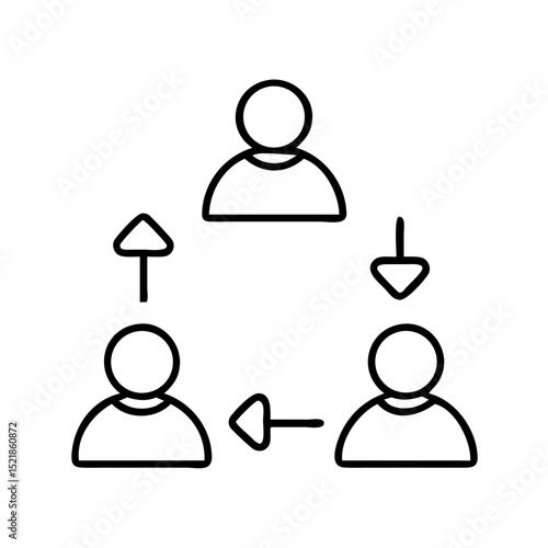 Teamwork collaboration diagram with arrows showing workflow and process management between people team members