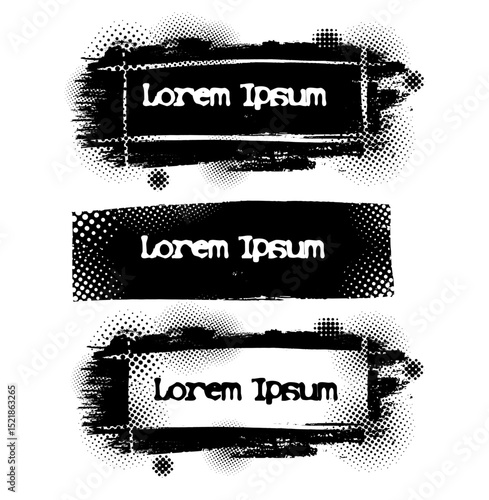 Monochrome Blot Frames set hand drawn. Not AI. Vector illustration.