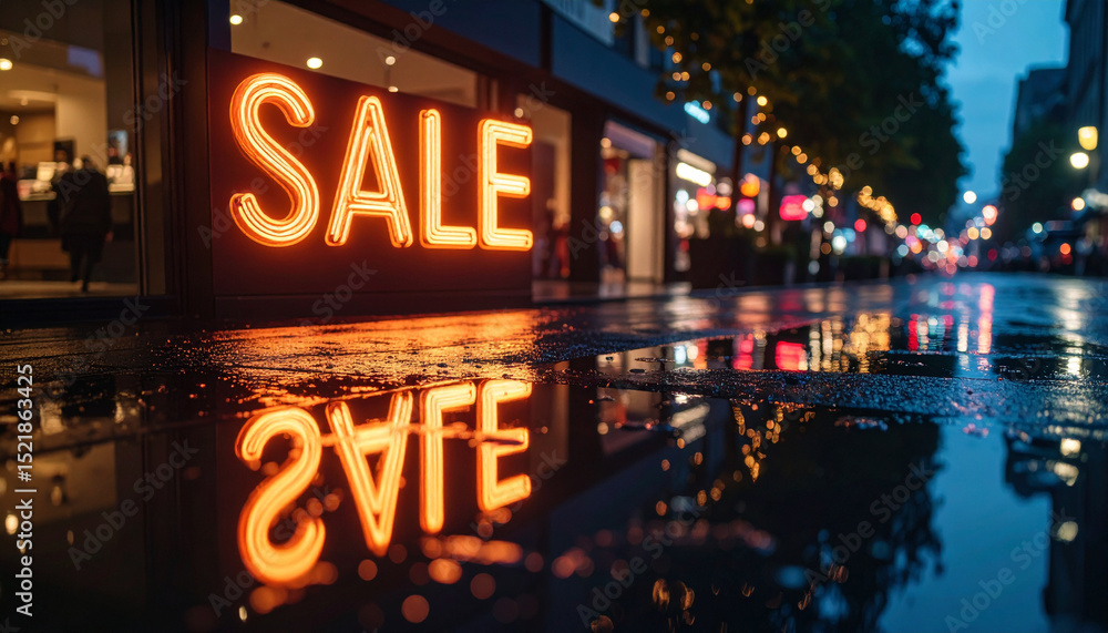 SALE sign reflected in a boutique . Shopping concept. Generated Image SALE sign reflected in a boutique . Shopping concept. Generated Image