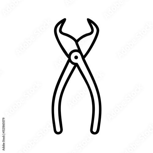 Clamp forceps tool in minimalist design on white background  
