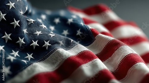 American flag draped in waves of red, white, and blue on a muted background