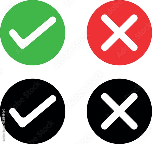 Clean and modern Approved and Rejected icon sets in circle style. Includes checkmarks, tick, close, right, wrong and check and cancel symbols.