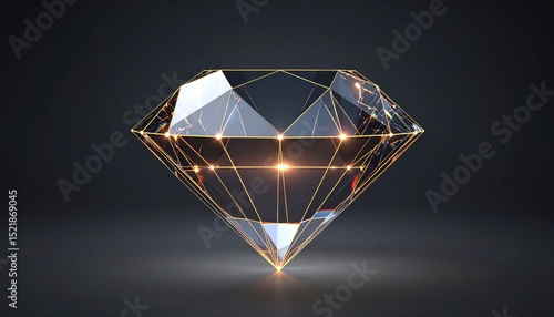 Illuminated core glowing inside transparent 3d diamond mesh with subtle light pulses