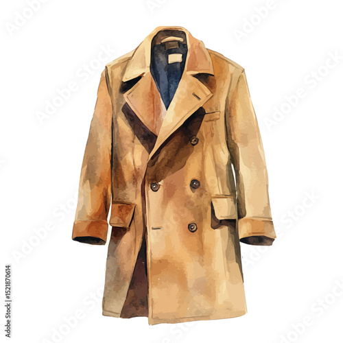 watercolor of Coat, vector high quality, isolated on a white background.
